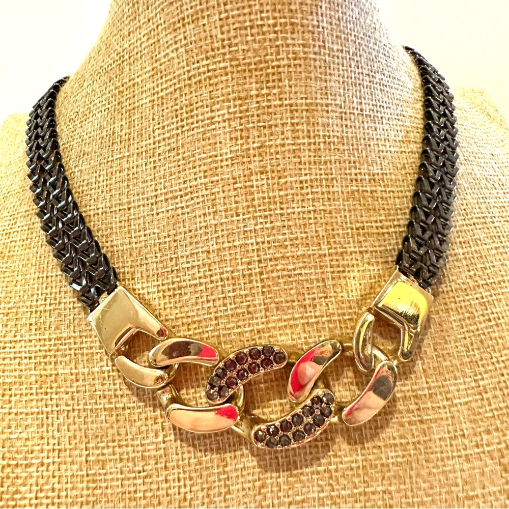 Express Statement Necklace Reversible Gunmetal W/… - image 2